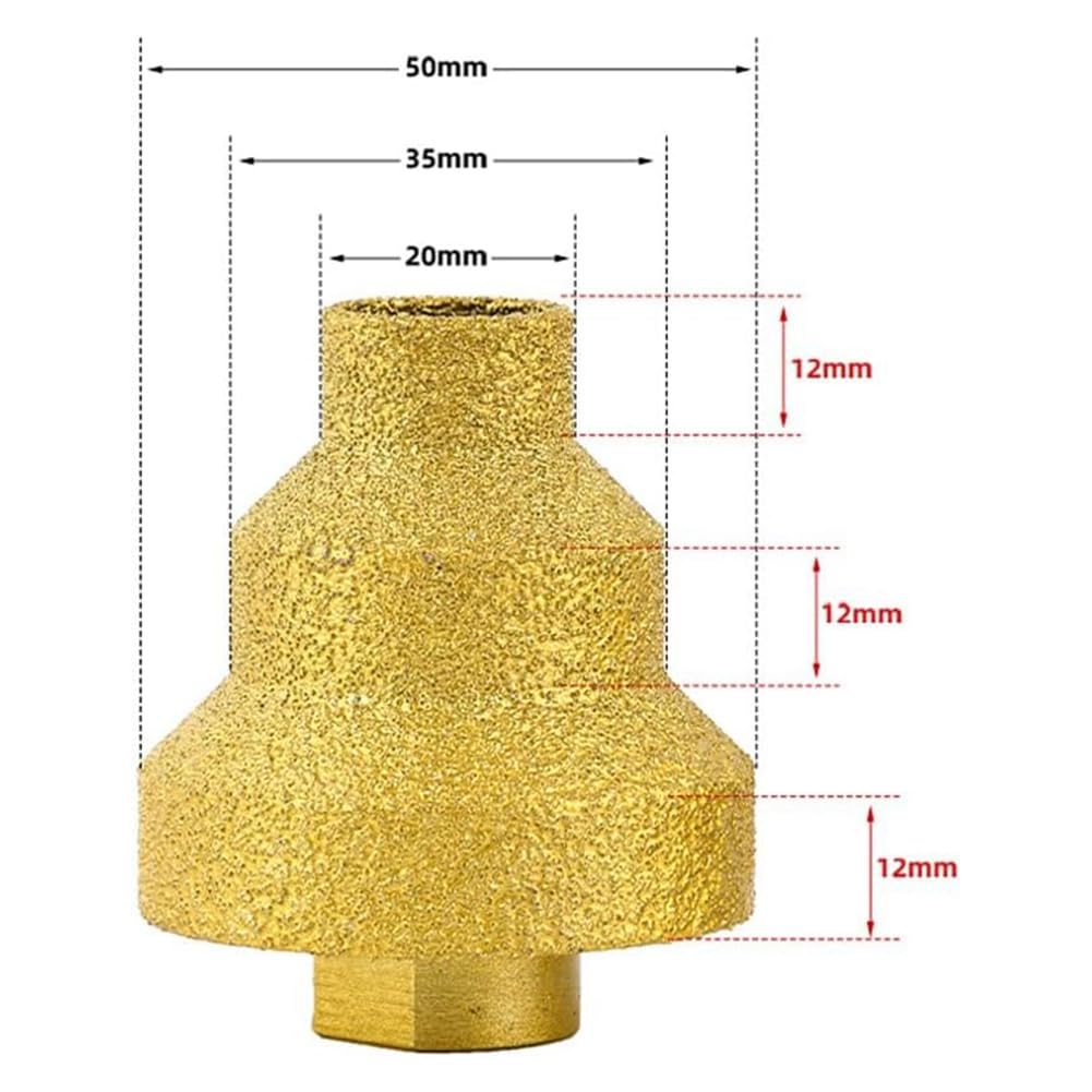 Broca de Diamante para Chaflán de 20-35-50 Mm, Amoladora Angular, con Rosca M10 para Agrandar Mármol, Azulejo, Mampostería, Hormigón, Porcelana