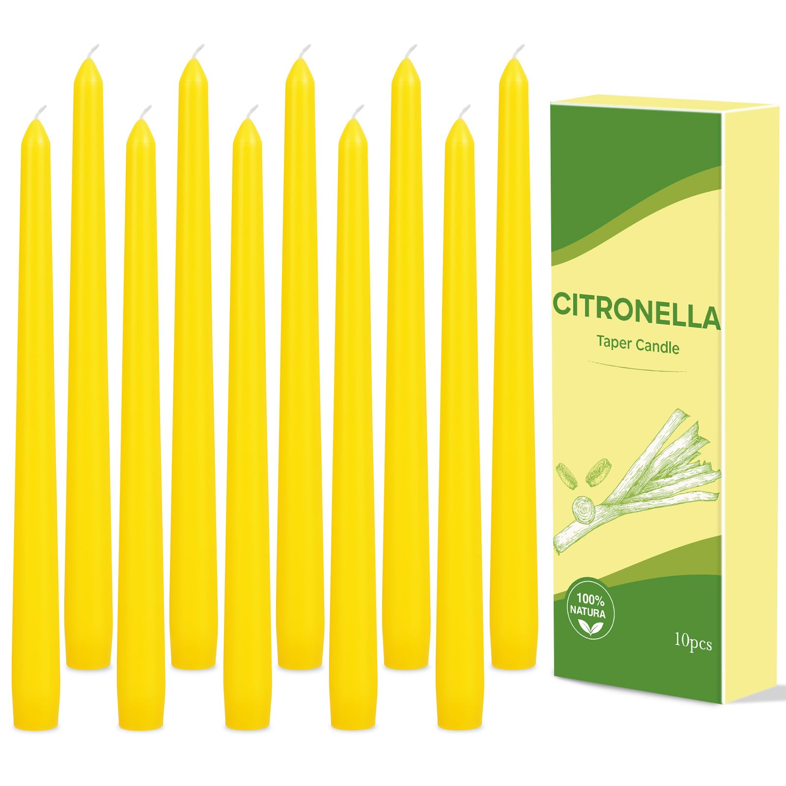 10 Pack Citronella Candle Sticks, Citronella Taper Candle Outdoor & Indoor