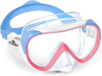 Freela Kids Swimming Goggles for 4-16 with Nose Cover, Anti-Fog No Leakage Swim Mask 180 Clear Vision Beach Pool Goggles