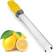 iNeibo Zesteur Râpe à Fromage en Acier inoxydable avec Housse de sécurité - Jaune