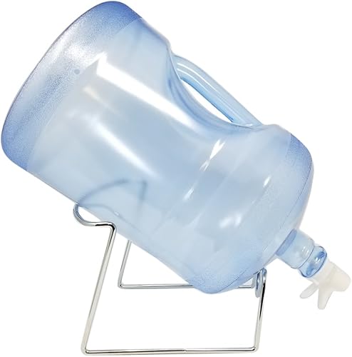 Soporte de agua plateado de metal cromado con válvula dispensadora de agua blanca para botella superior de tapa giratoria de 1.890 in