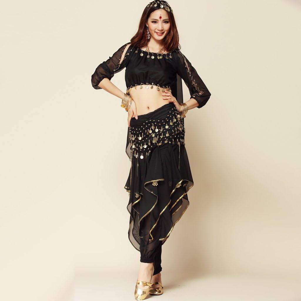 MUNAFIE Belly Dance Harem Pants - Tribal Costume Pants for Women, High Waisted Elastic Waistband, Soft Stretchy Fabric - Image 7