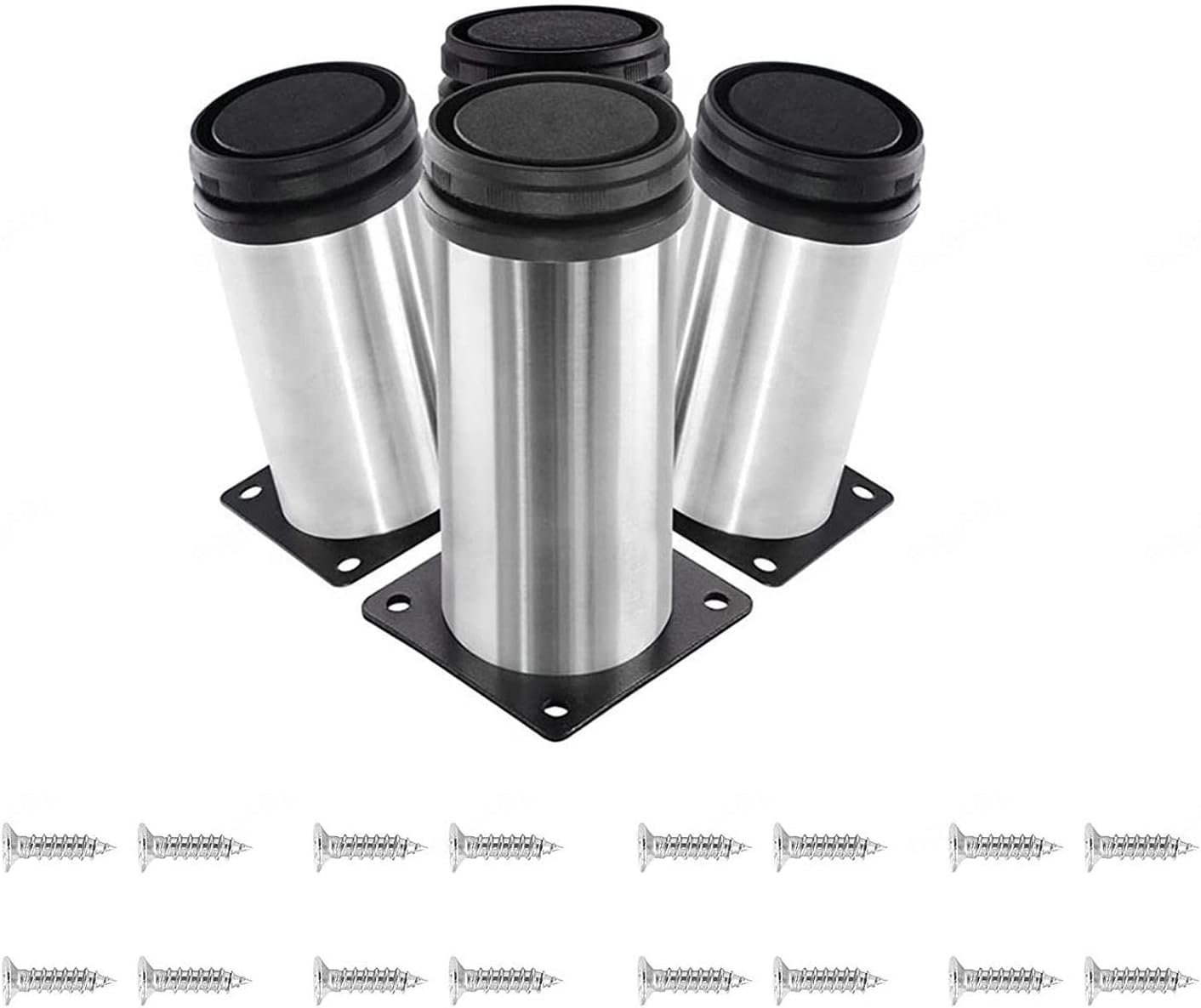 4 x Adjustable Feet Cabinet Legs Table Leg Extenders Table Leg Extender Round Furniture Legs for Cupboard Worktop Coffee Table,100mm(3.93in) ()