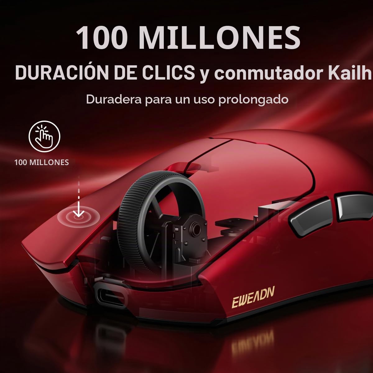 EWEADN S9 Pro - Ratón inalámbrico para juegos, mouse ergonómico de 59 g, 2.4 GHz/Bluetooth/USB-C, tasa de sondeo de 8K, 26000 DPI, sensor óptico PAW3395, batería de 250 horas, programable para PC/Win