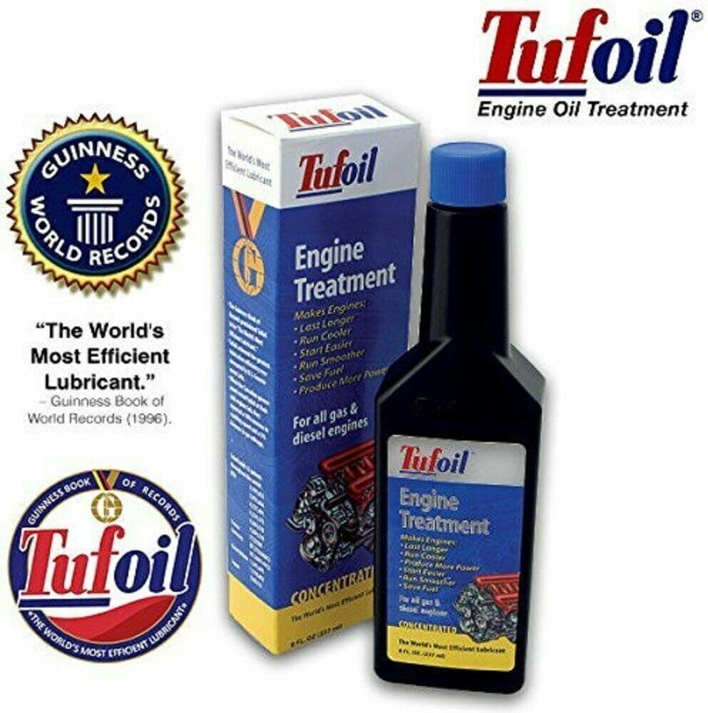 Tufoil Engine Treatment 8 Oz | for All Diesel and Gas Engines | Run Smoother | Start Easier | The World's Most Efficient Lubricant by Guinness Book | Last a Very Long Time | Low Surface Friction