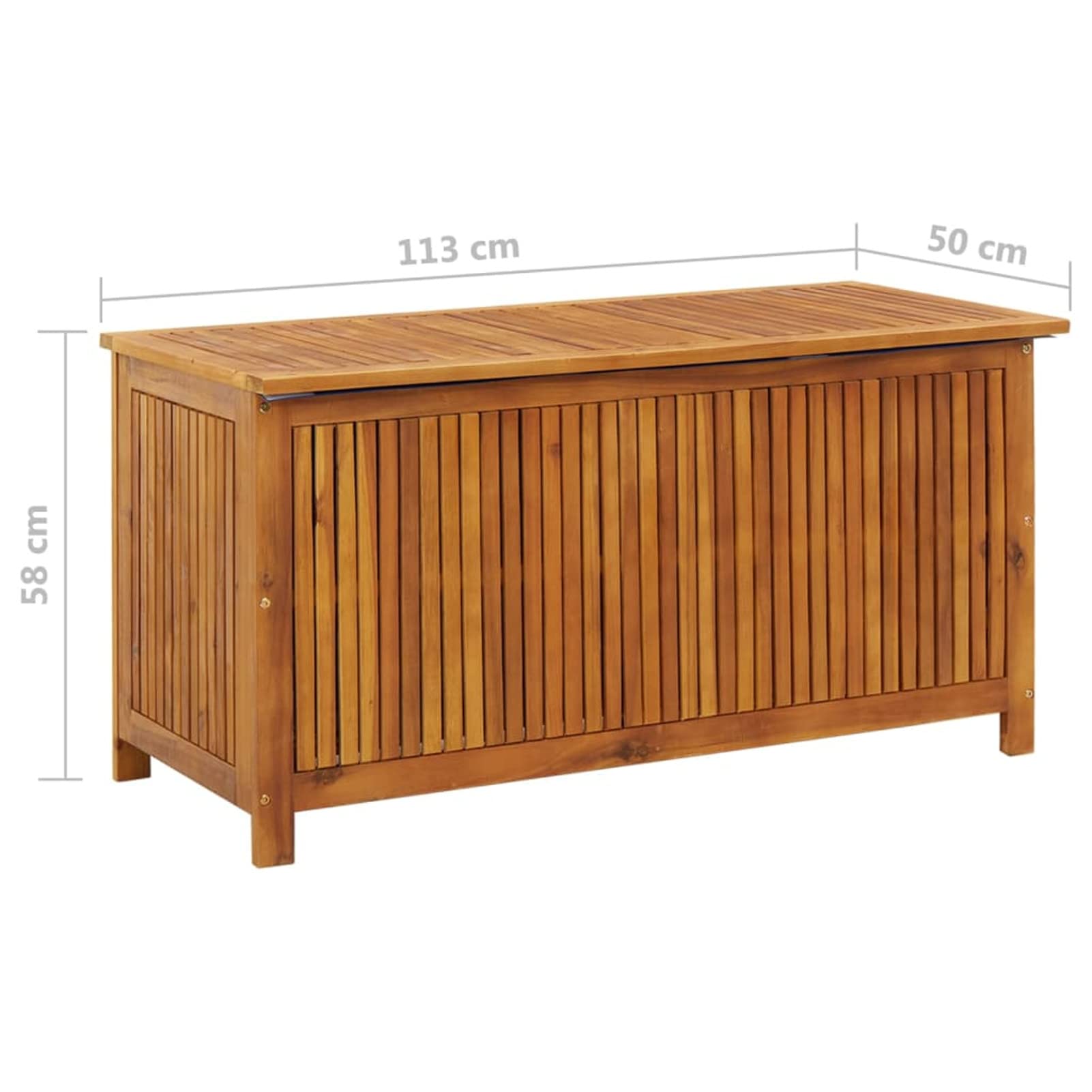 Baule da Esterno, Cassapanca Contenitore, Cassapanca Legno, Baule da Giardino in Legno Massello di Teak 113x50x58cm