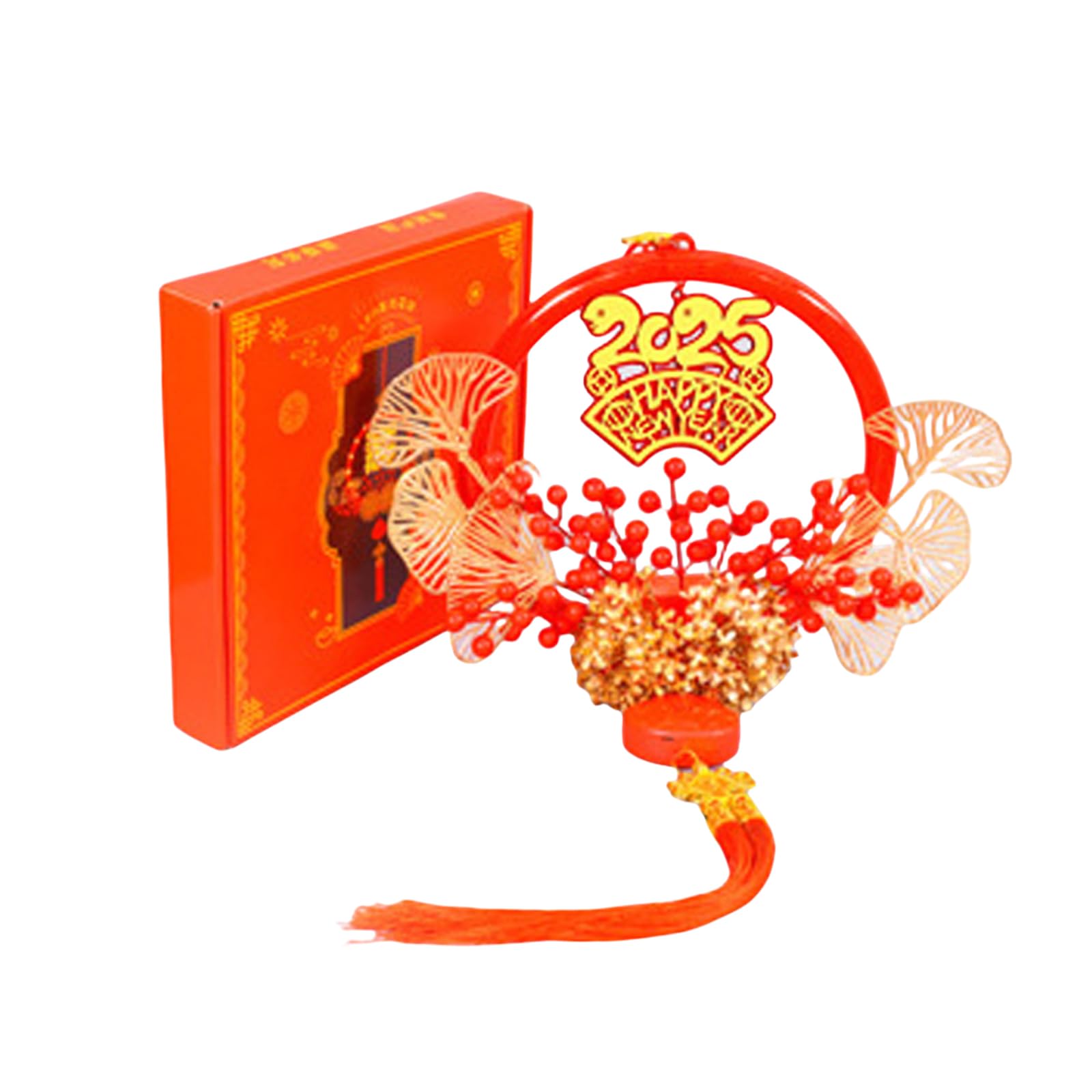 Buxuaaaa Glowing Wreath Traditional New Year Blessing Character Decoration Spring Festival Decorative Pendant New Year Party Supplies