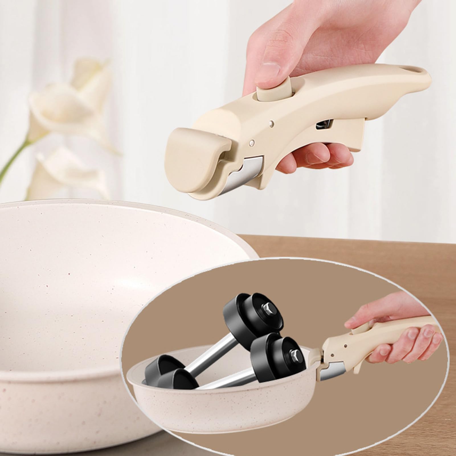 Set Di 2 Manici Per Pentole Removibile, Manico Padella Universale, Per Manici Tefal E Manico Lagostina,Resistente Alle Alte Temperature (250 °C),Capacità Di Carico Massima 10kg,Parti Di Ricambio (C)