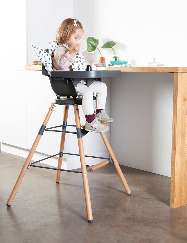 CHILDHOME, Set di piedi extra lunghi per il seggiolino per bambini Evolu 2, adatto all'isola della cucina o al bar, altezza 90 cm, poggiapiedi, legno di faggio, facile da assemblare, colore antracite