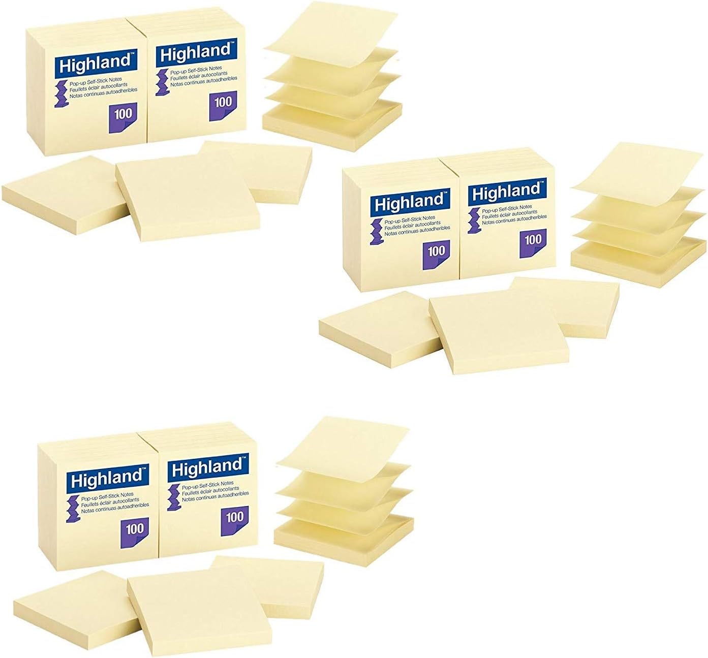 Highland Pop-up Notes, 3 x 3-Inches,Yellow, 36-Pads/Pack