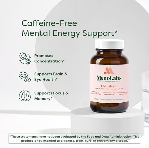 Miniatura 2 de MENOLABS FocusHer Suplemento de apoyo de energía mental - Enfoque, concentración y memoria sin cafeína - enXtra y Lutemax 2020 - Menopausia, cerebro