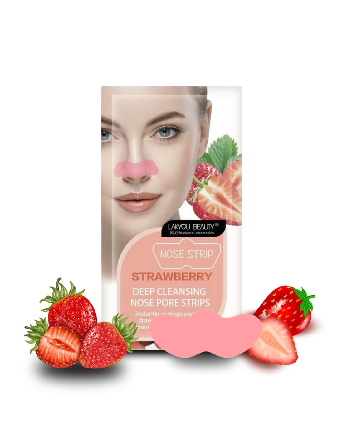 Lakyou Beauty Strawberry Nose Pore Strips | Deep Cleansing Blackhead Remover Strips | Removes Dirt, Painless | Whiteheads & Excess Oil | Men & Women | Pack of 5-image-32