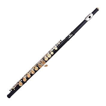 Kadence Closed Open Hole Metal Flutes Key of C 16 Key for Beginner, Kids, Student Black Gold Nickel Flute with Leather Case - image, photos