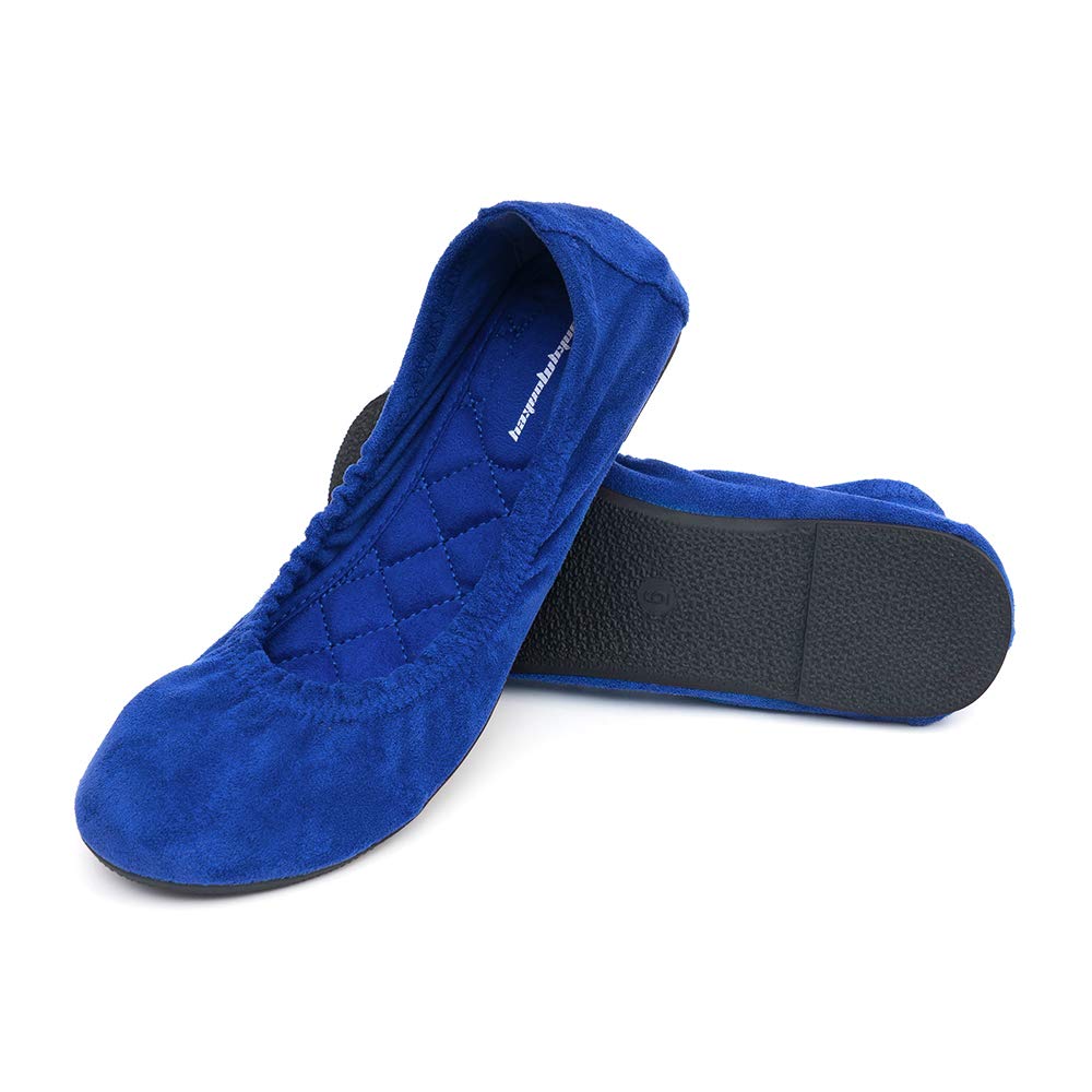 HEVAWomen's Foldable Round Toe Ballet Flats Comfortable Ladies Slip On Loafers Pumps Shoes