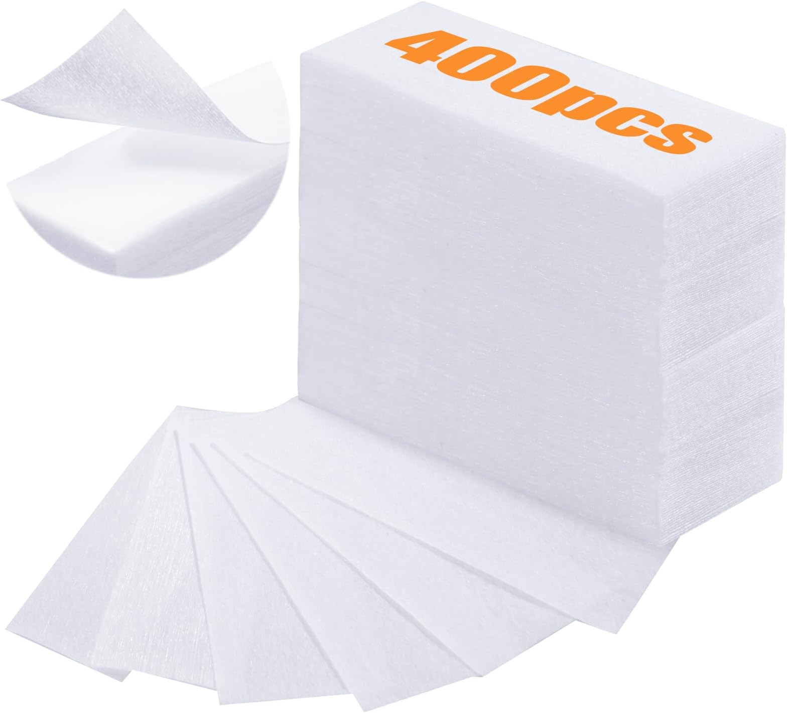400 Pcs Non Woven Wax Strips White Waxing Strips Paper for Women Men Body Face Eyebrow Hair Arms Legs Removal Gentle Effective 3.9 x 1.5 Inch