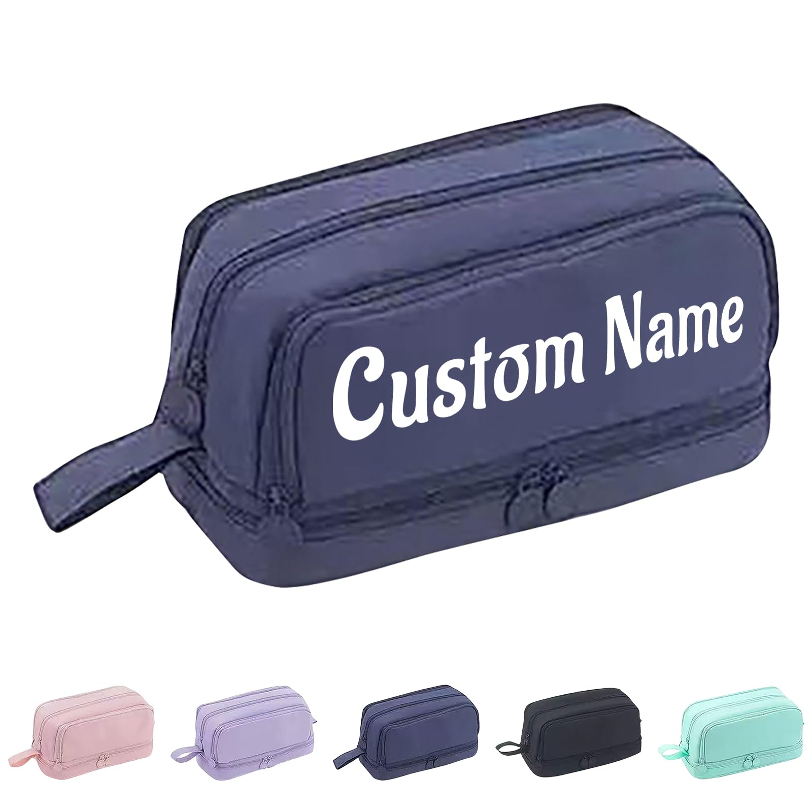 Large Capacity Pencil Case Personalised Special Pencil Case with Text and 4 Compartments Multifunctional Stationery Organizer Unisex for School College Office ，Navy