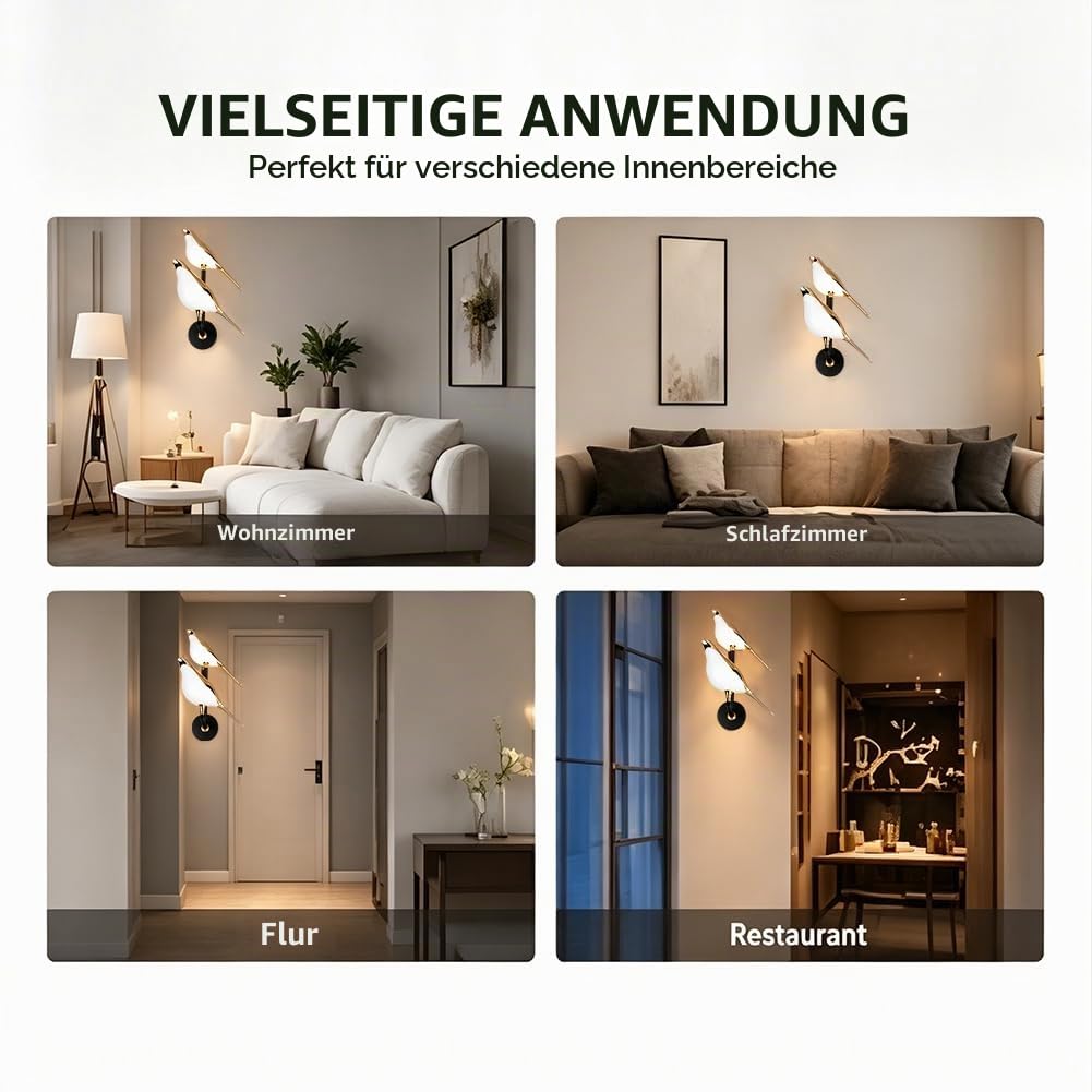 Nordic Vogel Wandlampe 4500K natürliches Licht moderne dekorative LED -Wandleuchte für Wohnzimmer Schlafzimmer