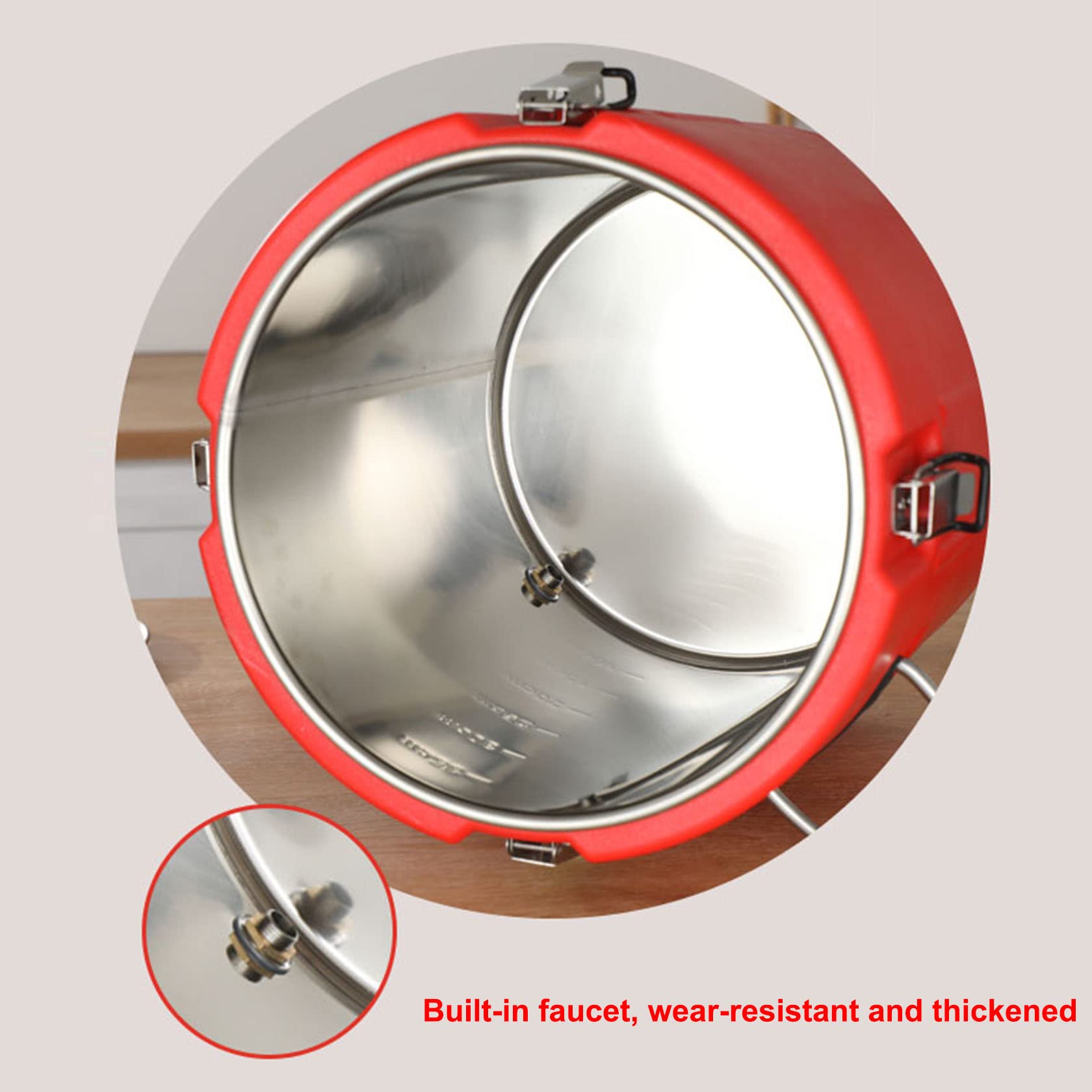Tarros Aislantes para Alimentos,Termo Barril para Alimentos, Vesícula Biliar Más Interna De Acero Inoxidable Engrosada, Mantenga La Sopa De Gachas Caliente, Rojo,50L