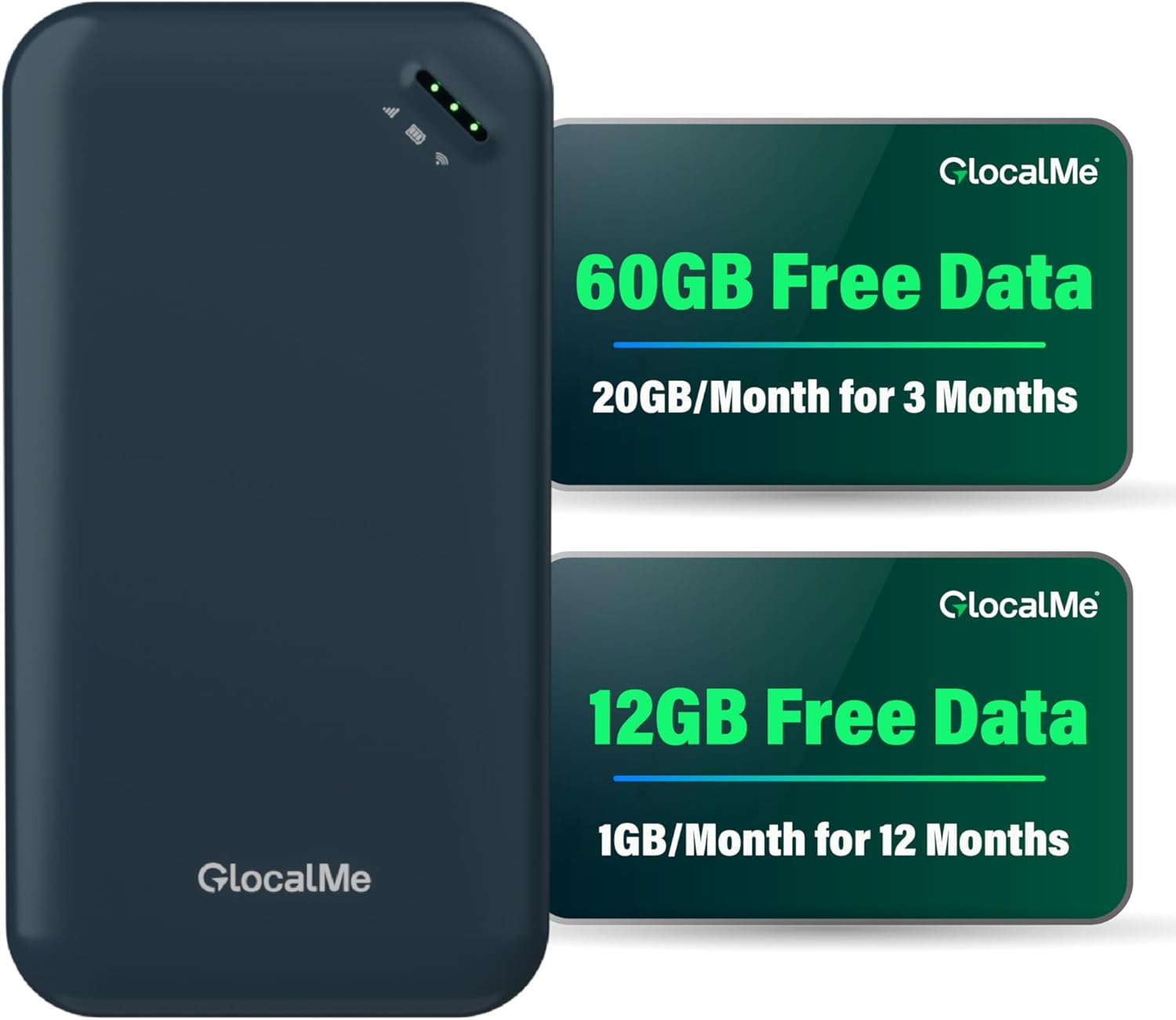 GlocalMe UPP 4G Mobile Hotspot with 60GB US Data &12GB Global Data, Portable WiFi Hotspot for Travel in 200+ Countries, Pocket WiFi Device, No SIM Card Required, No Contract, Connect to 8 Devices