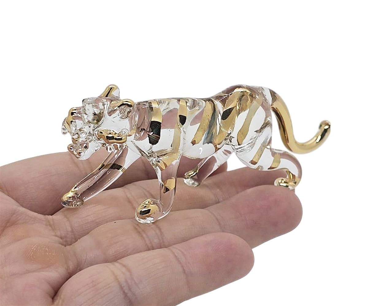 Tiger Clear Hand Blown Blowing Glass Art Animal Fancy Collectibles