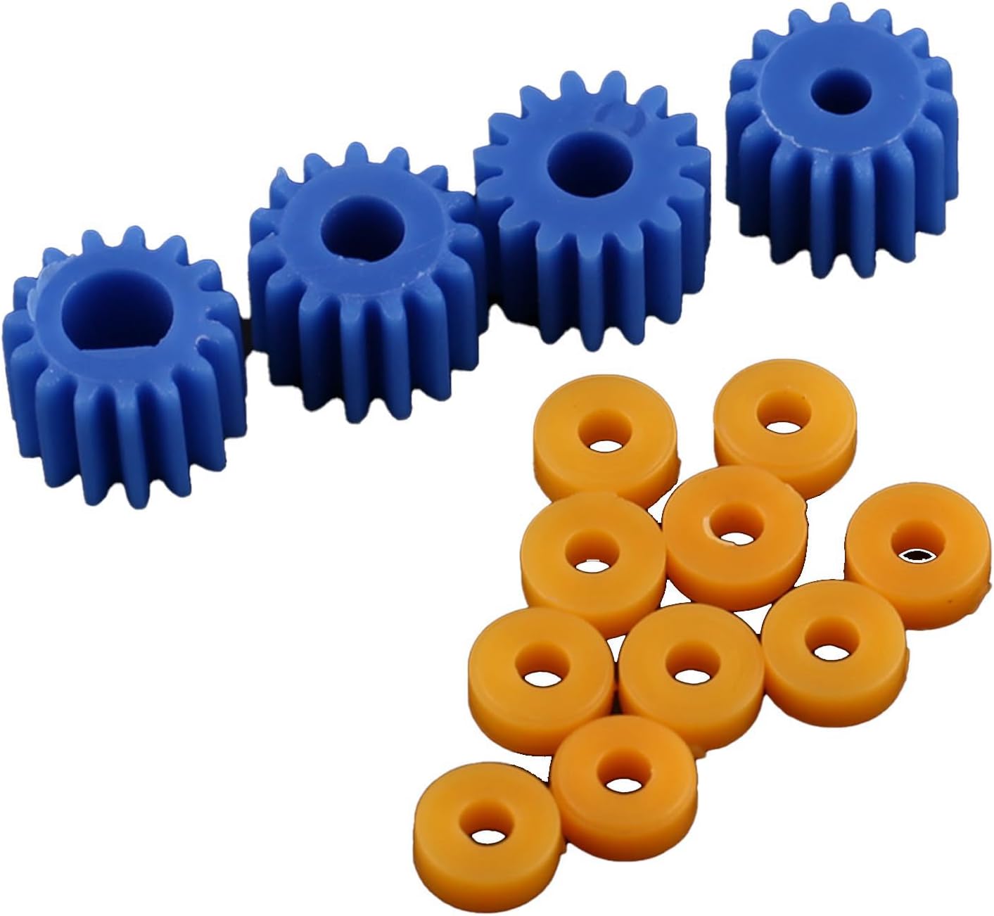 Plastic Spindle Gear Sleeve Kit 26pcs 2MM4MM for Aircraft Car Model DIY, 9 White 4 Blue Spindle Gears 2 1 Bevel Gear 10 Shaft Sleeves for Coreless Motors Easy Use DIY Ac