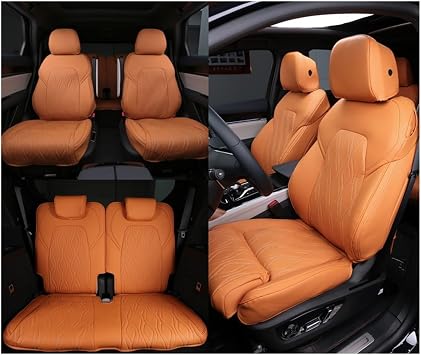 Car Styling Custom Seat Cover Mat Leather Auto Seat Cover Internal Accessories Compatible For BYD TANG EV 6Seats 2022-2024Orange