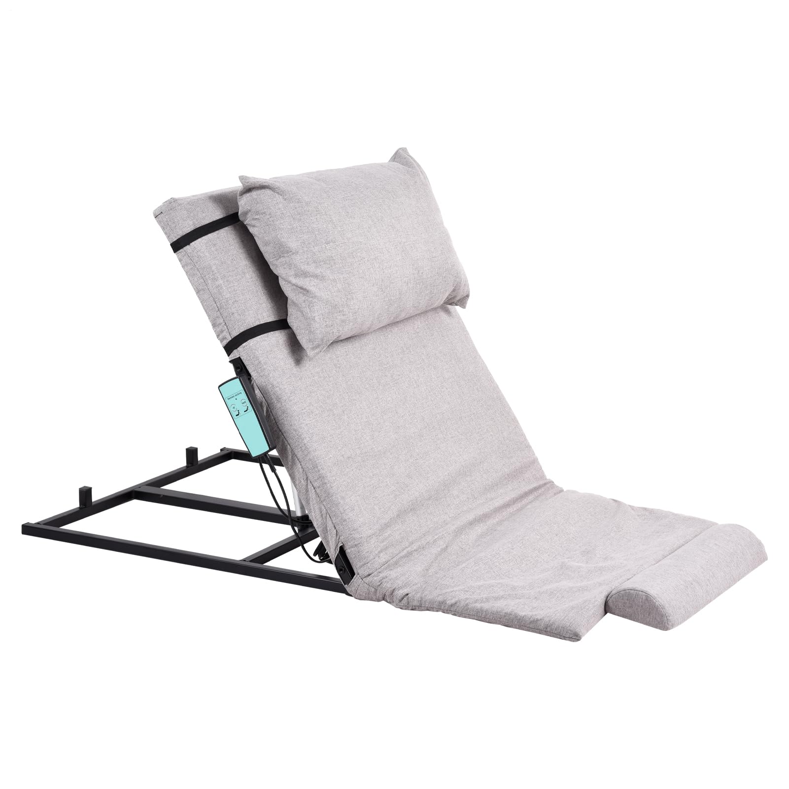 Electric Power Lifting Adjustable Bed Back Rest – 2-80° Remote Control Lift with Removeable Foot Pad & Pillow for Seniors/Patients,661Lb Capacity,Quiet (<50dB),Grey