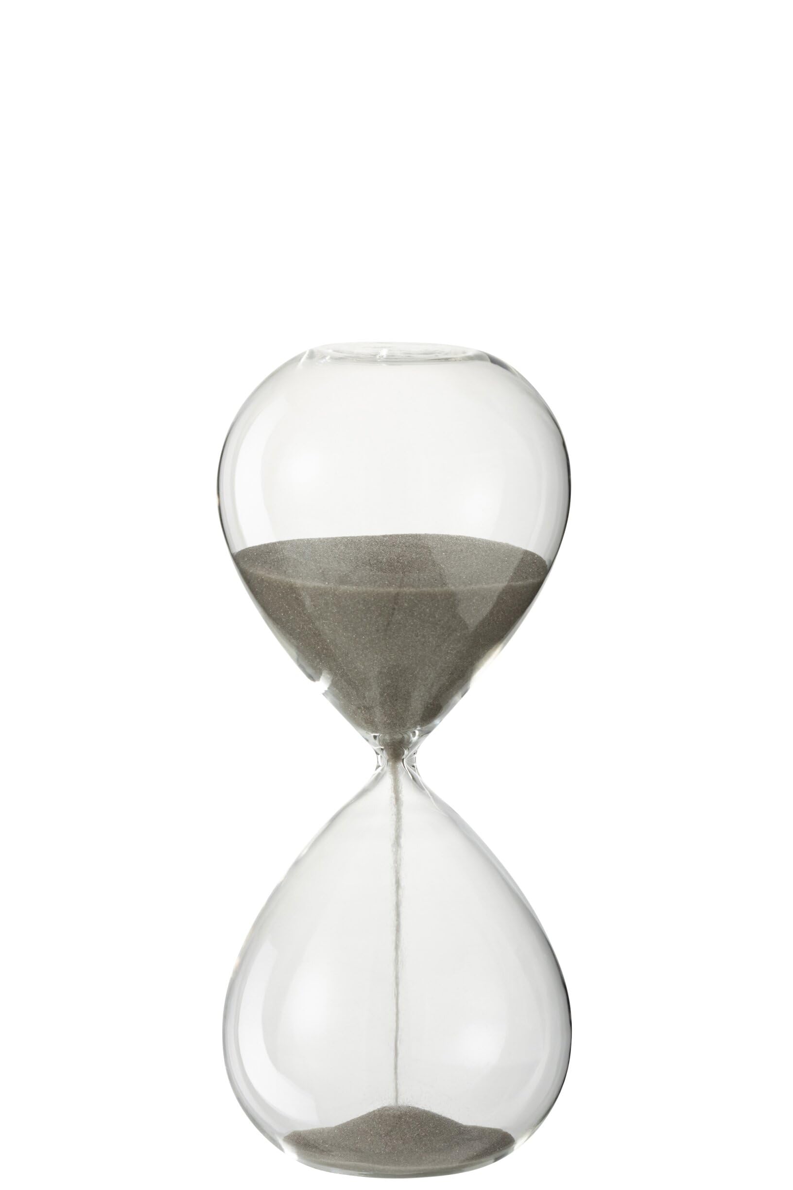 J-Line Reloj de arena decorativo de cristal con arena gris, perfecto para meditación y yoga, decoración moderna para sala de estar y oficina, 23 cm de alto, grande