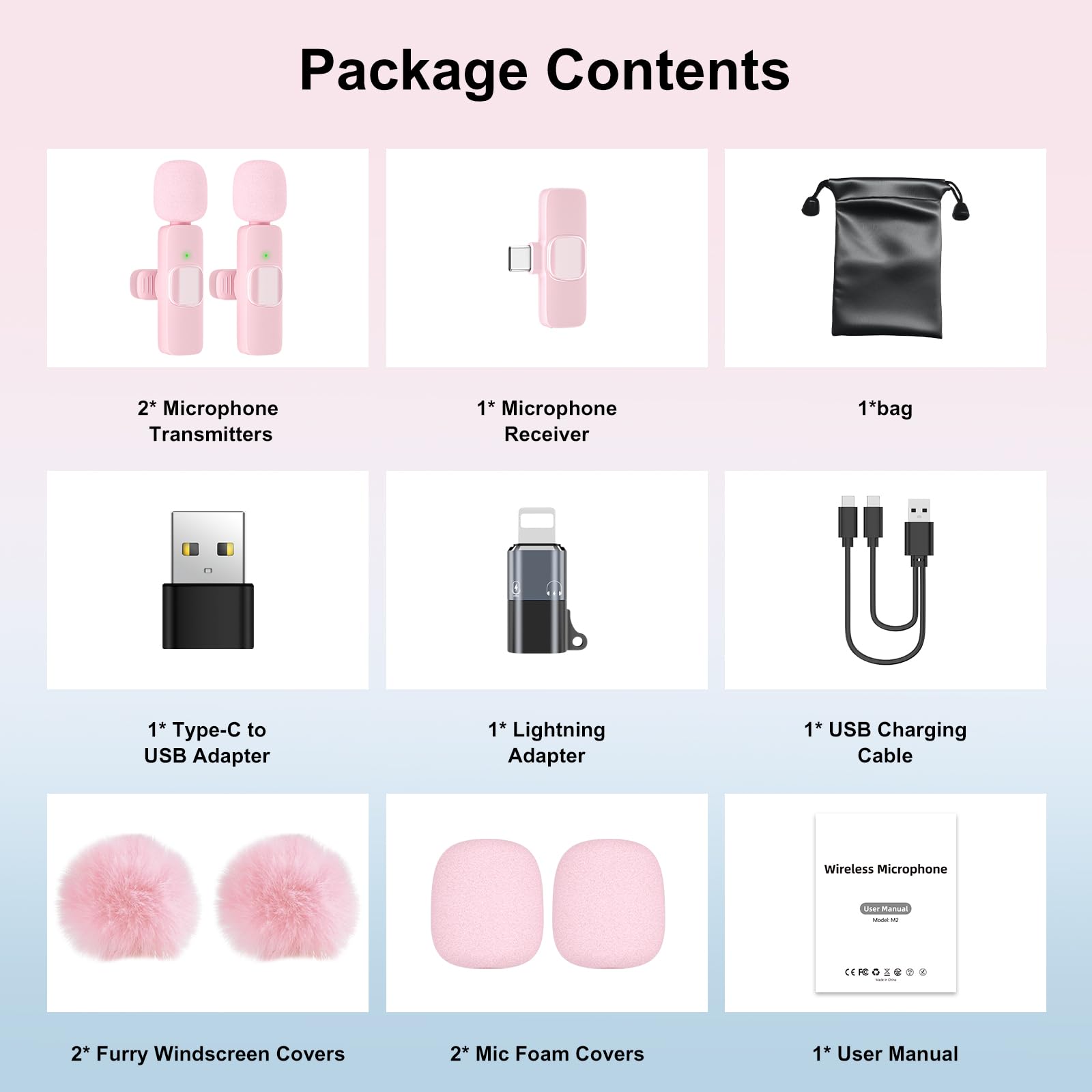 PoP voice Wireless Lavalier Microphone for iPhone/Android - Mini Clip-On Mic with Noise Cancellation, 65ft Range, 12H Battery, Lapel Mic for Record Video, Podcast Vlog Content Creator Interview: Pink