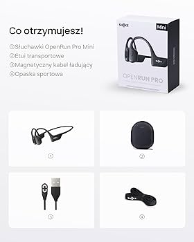 SHOKZ OPENRUN PRO Mini Black【付属品付き】 SHOKZ OpenRun Pro (rozmiar mini) Słuchawki z przewodnictwem