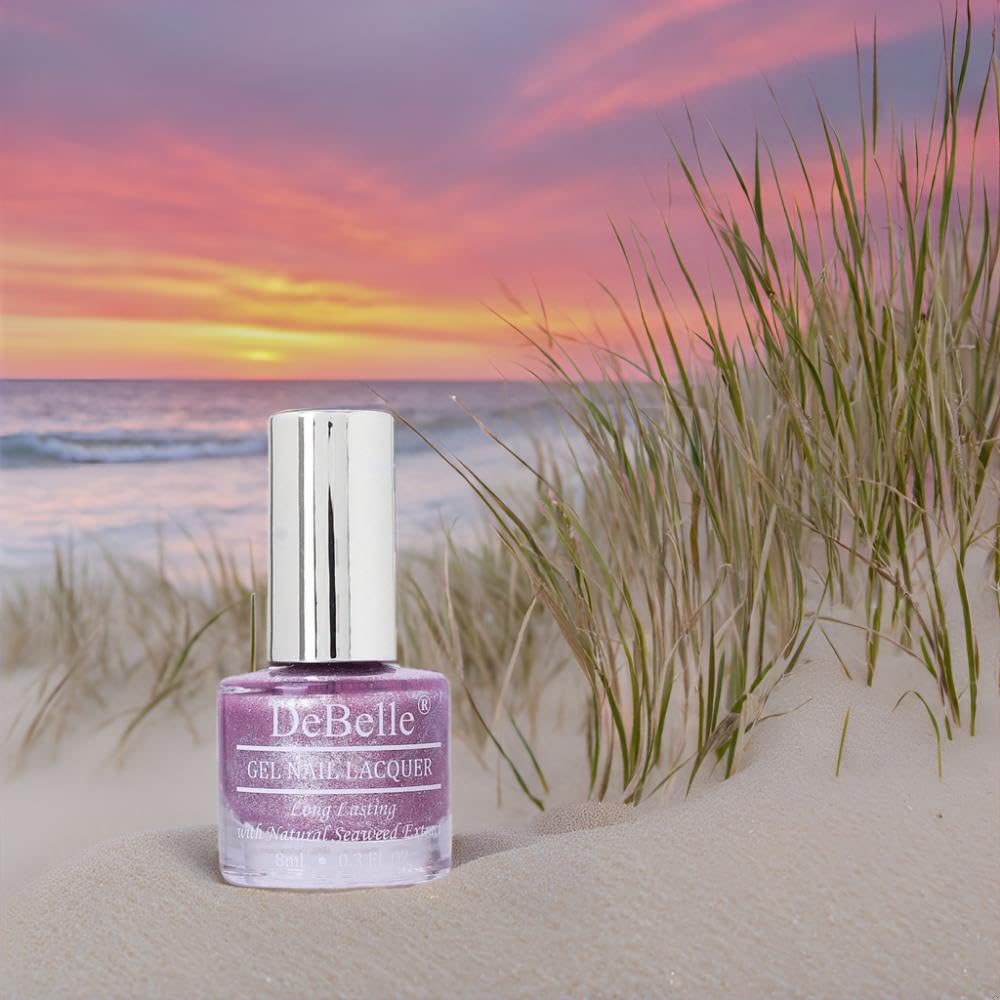 DeBelle Gel Nail Lacquer Finish Adorable Amelia(Purple with Pink Glitter), 8 Ml-Enriched With Natural Seaweed Extract, Cruelty Free, 21 Free Formula - Image 9 thumbnail