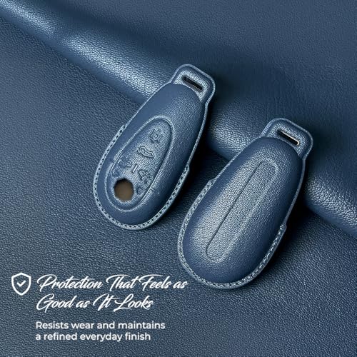 Image of keyzone Royal Leather Key Cover for MG cyberster Smart Key. (Cognac Brown)