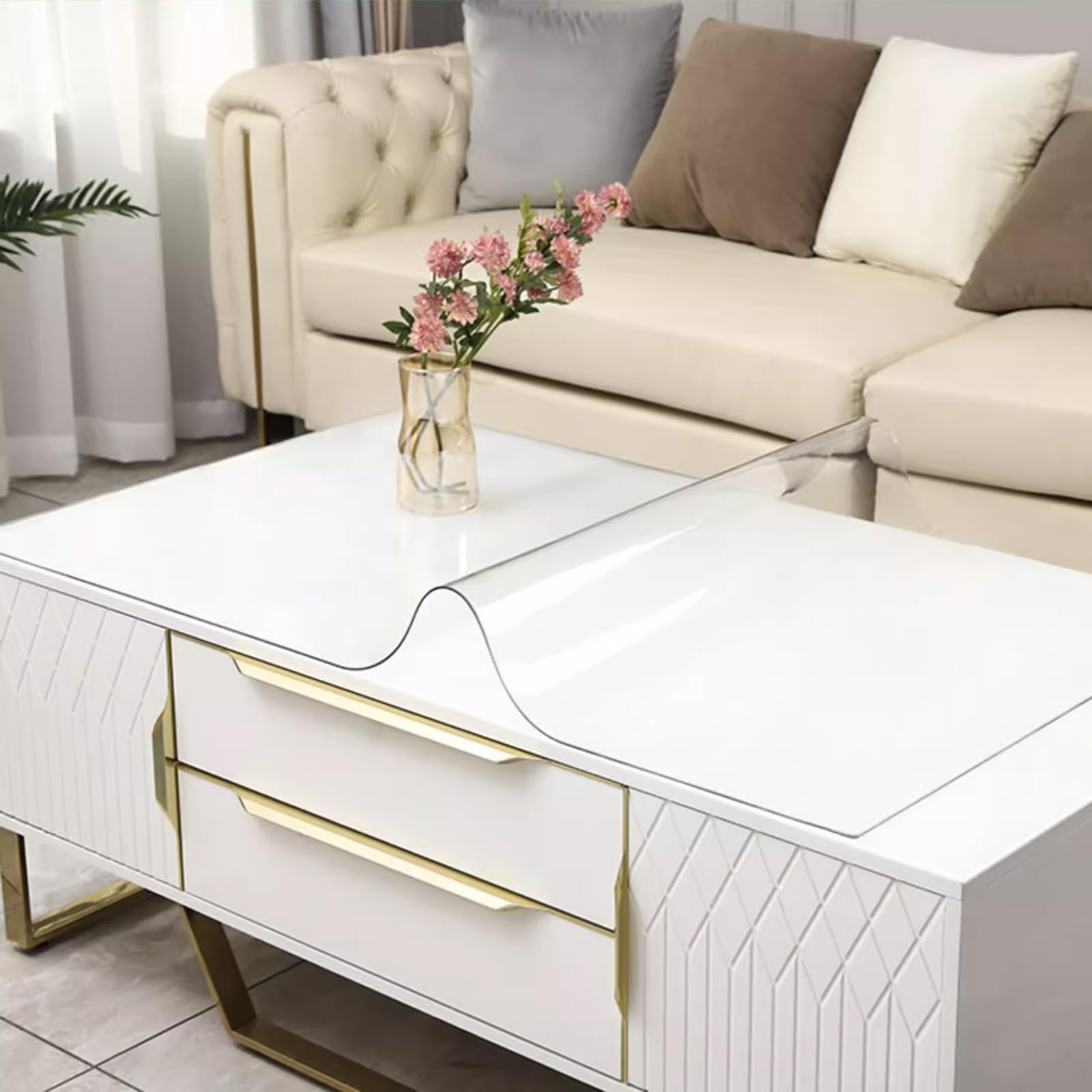 Wasserdichter PVC-Tischdeckenschutz, 2 mm dick, abwischbare Restaurant-Tischmatte, strapazierfähige Kunststoff-Tischabdeckfolie, 55 x 140 cm für einfache Reinigung