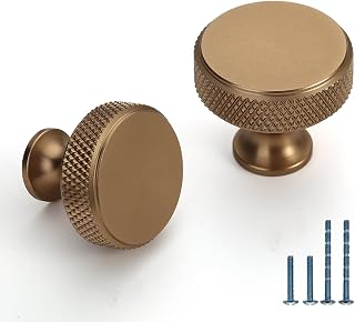 ROMATEE Champagne Bronze Cabinet Knobs 10pack,Knurled Dresser Knobs Drawer Pulls Cabinet Round Kitchen Cabinet Hardwares for Cabinets and Drawers