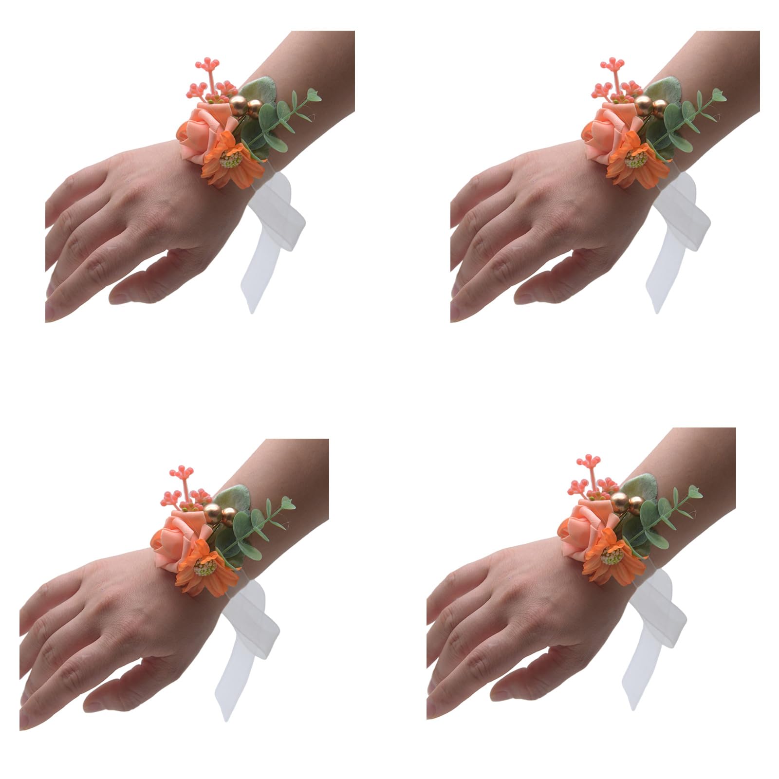 OSNIYAW 4Pcs Wrist Corsages for Mother of Bride Bridesmaid Rose Wristband for Bridal and Bridesmaid, for Proms for Wedding and Boutonnieres Set Wrist for Wedding