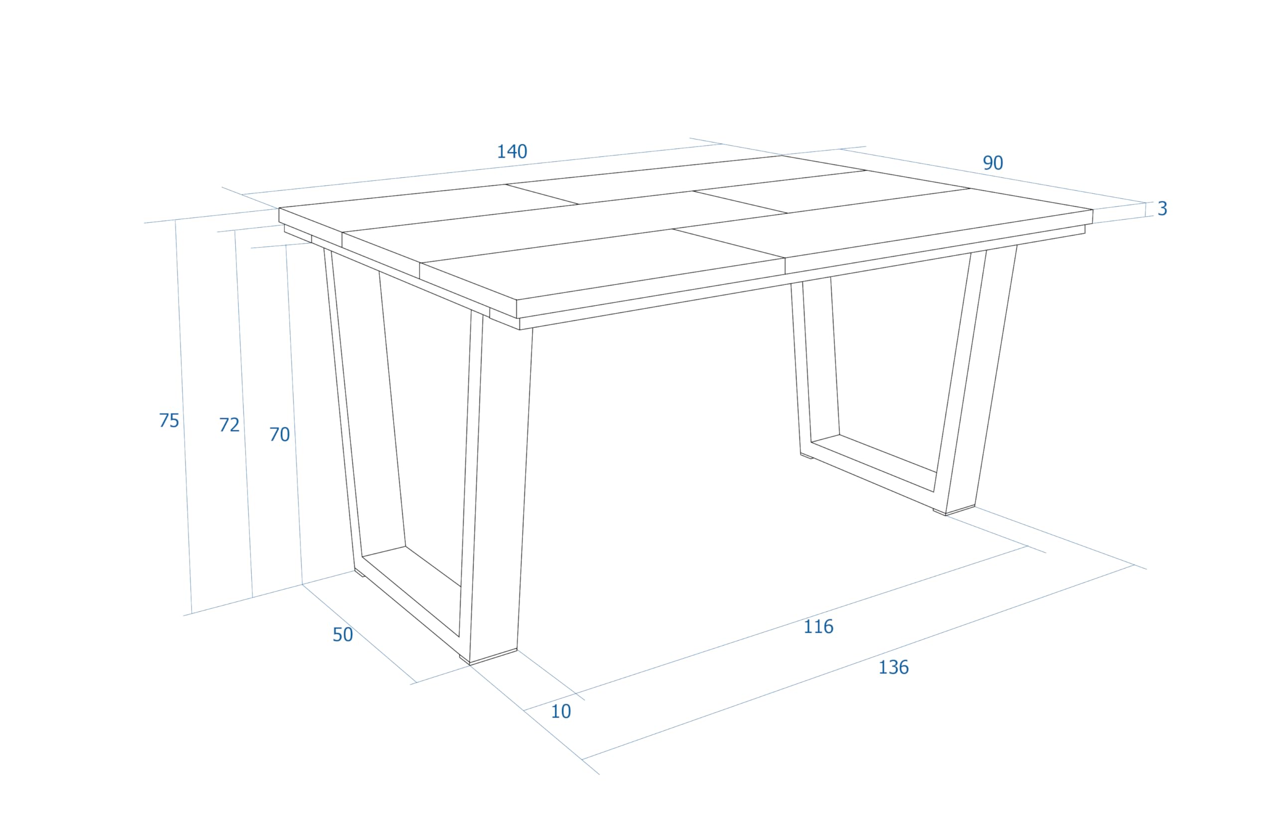 Skraut Home | Mesa Comedor | Mesa Fija Cocina y Salón | 140x90x74 cm | para 6 comensales | Muebles Comedor | Estilo Industrial | Roble