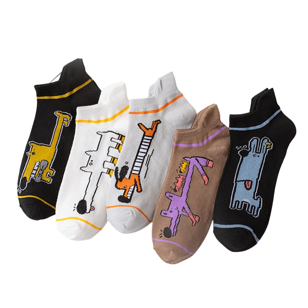 Socks for Women | Ankle Length No Show Low Cut Trendy Printed Socks | Free Size Combo Knitted Cotton Socks for Ladies | Girls Womens Yoga Socks (SK1007A, Pack of 5, Multi-color)