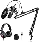 Computer Microphone with Headset MAONO AU-A04H USB Cardioid Podcast Condenser PC Mic for Gaming, Recording, PS4, Streaming, ASMR, YouTube, Singing, Vocal