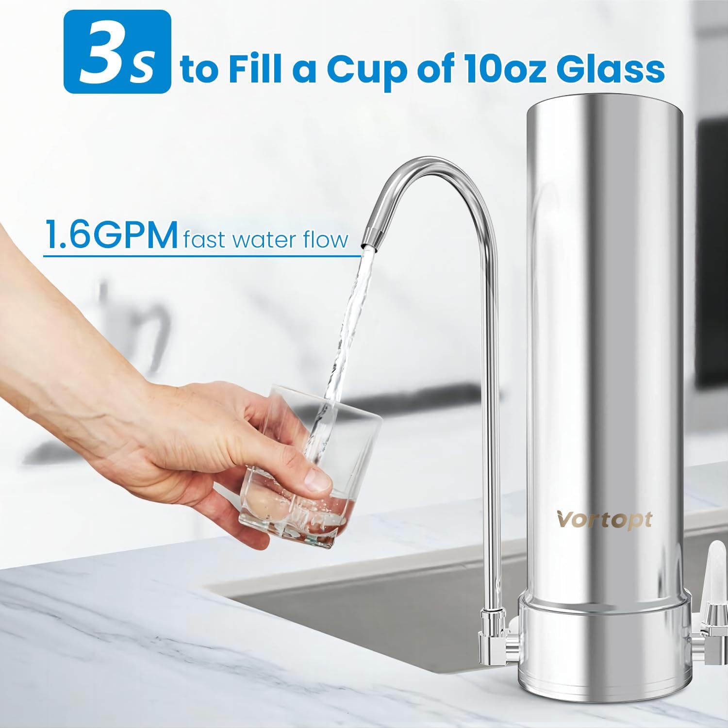 Amazon | Vortopt F7 カウンタートップ浄水器システム、高速流量、6~8