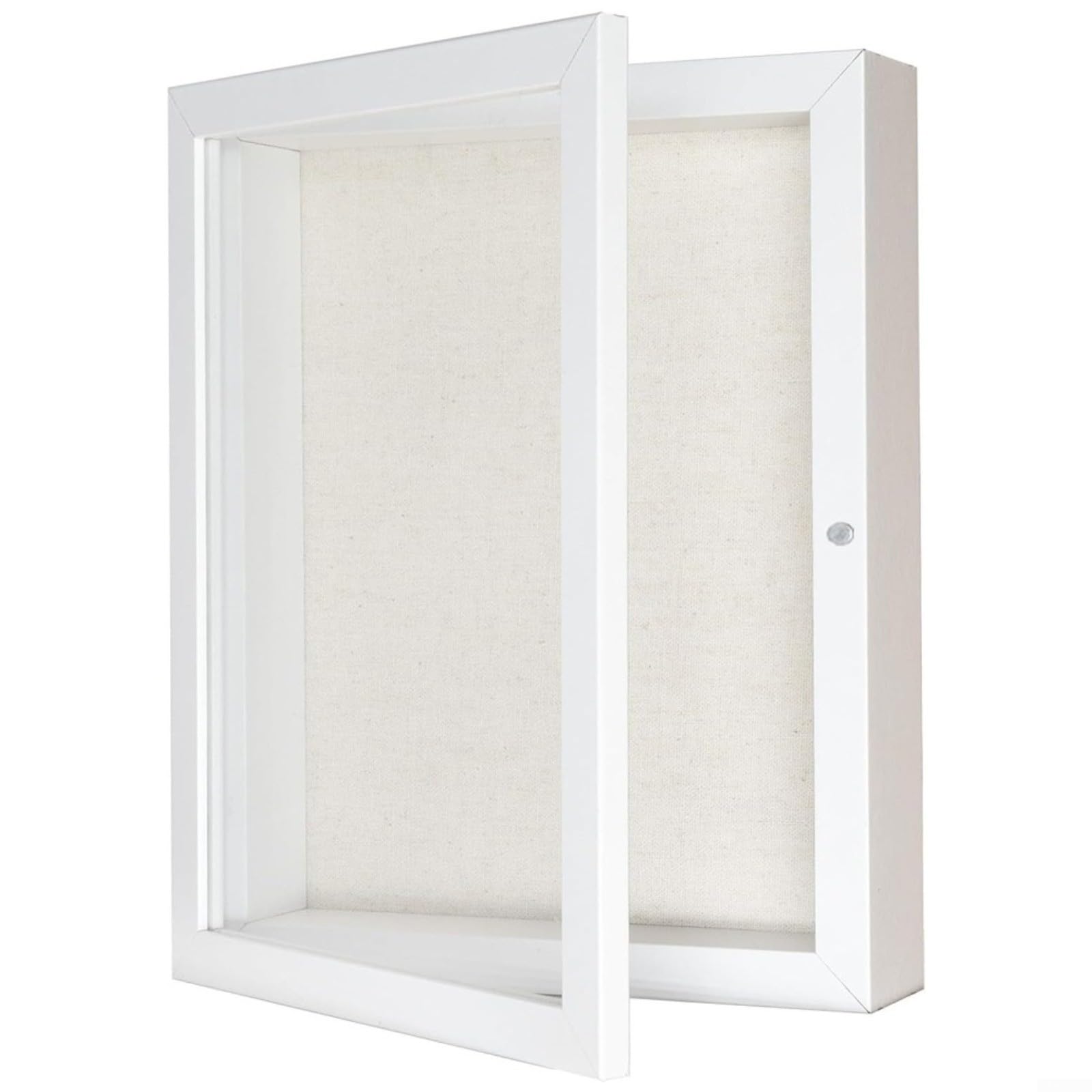 Caja de sombra para flores secas y marco profundo de madera blanca con imán