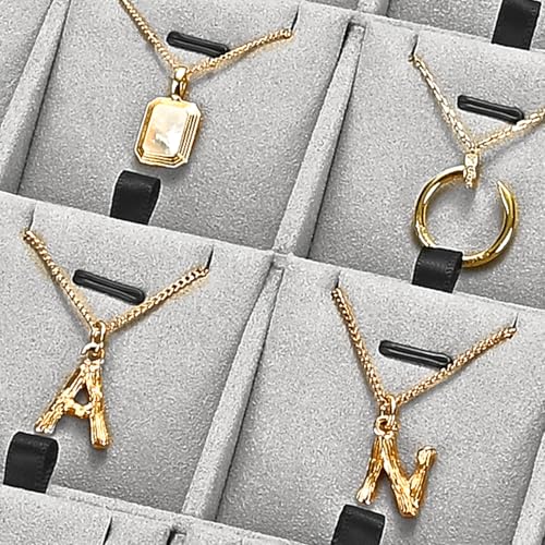 24 Grids Necklace Tray Jewelry Display Tray Necklace Holder Organizer for Drawers With Removable Jewelery Cards Pendant Bracelet Storage Holder (Grey