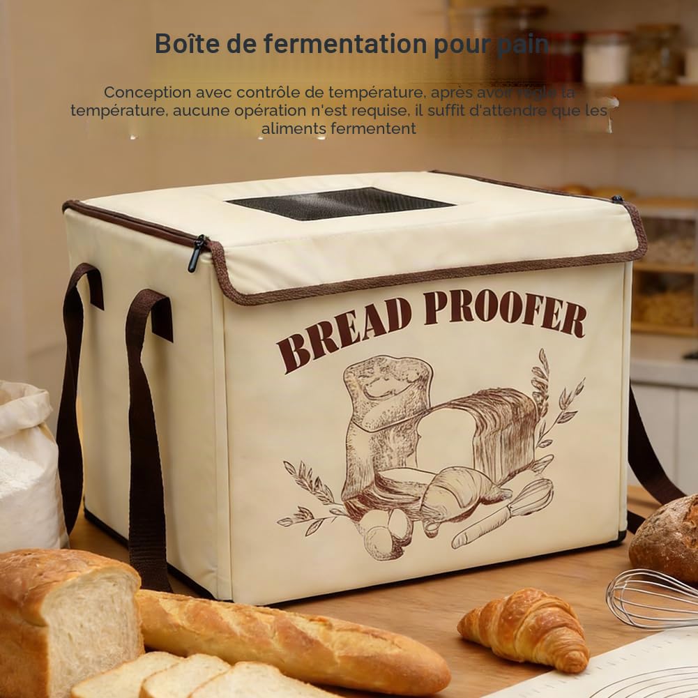 Boîte de fermentation à pain avec chauffage - Pliable - Température et minuterie réglables - Pour la cuisson du pain, du yaourt, des pizzas - 40 x 33 x 25 cm
