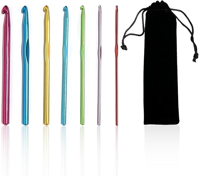 7 Pcs Crochet Hook Set, Multi-Spec Colored Alumina Sweater Crochet Hooks for Beginners and Professionals