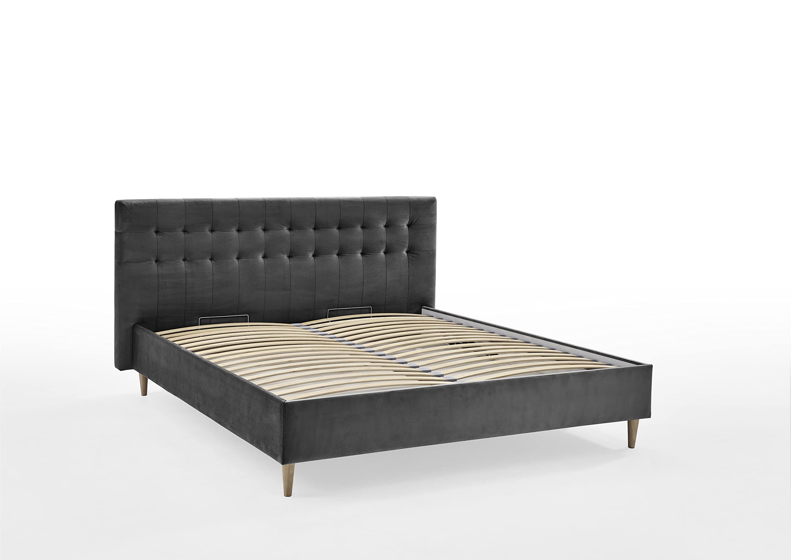 Atlantic Home Collection Bettrahmen Veronika 160 x 200 mit Bettkasten und Lattenrost, Dunkelgrau