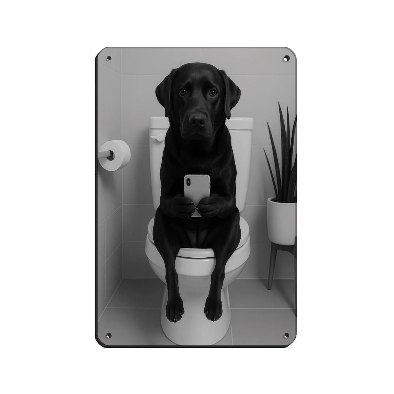 Wjwart Style Labrador On Toilet Tin Sign Vintage Metal Pub Club Cafe Bar Home Wall Art Decoration Poster Retro 8X12inch(20X30cm)