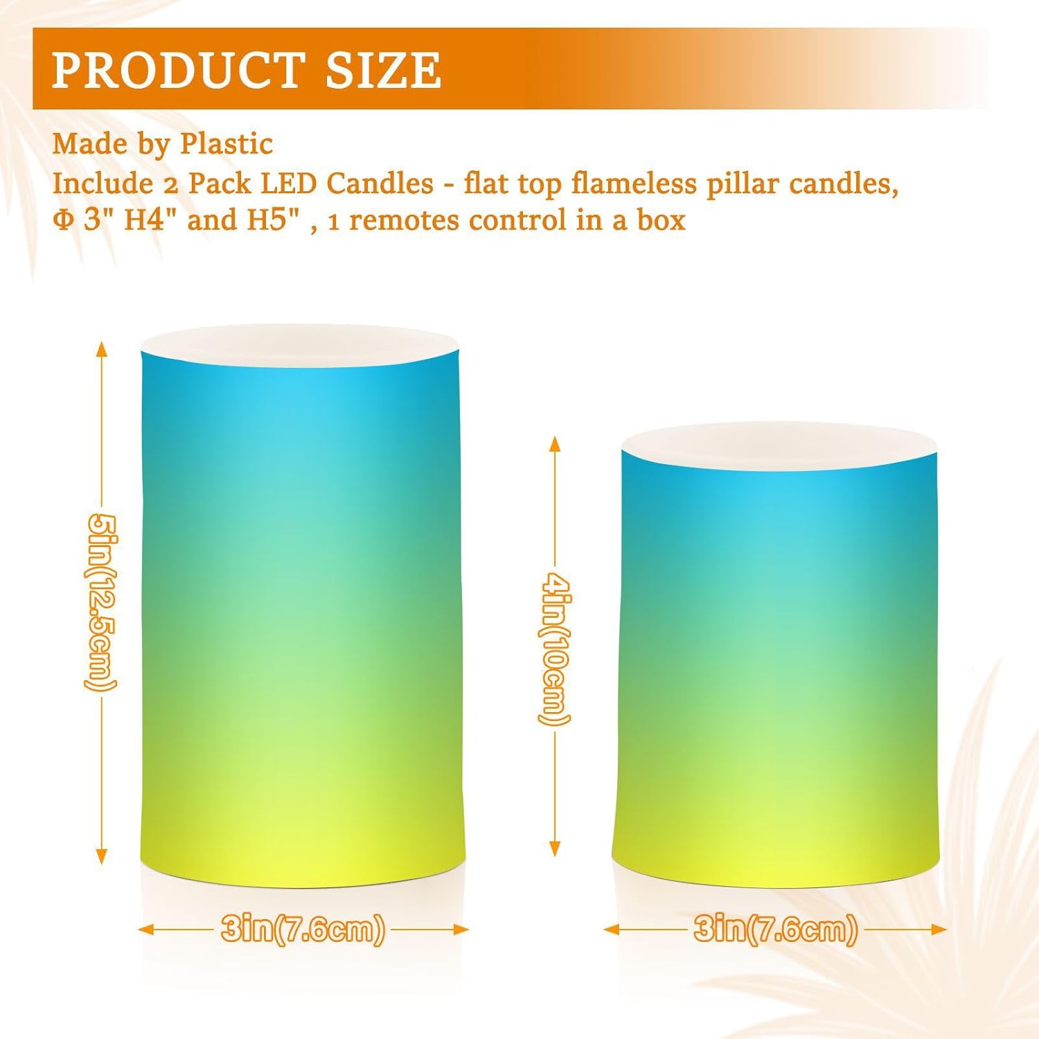 DOMIKING Blue Yellow Gradient Flameless Candles with Remote Control Electric Led Candles with Timer Battery Operated Flickering Tea Light Candles for Desk Outdoor Home Bathroom 2 PCS