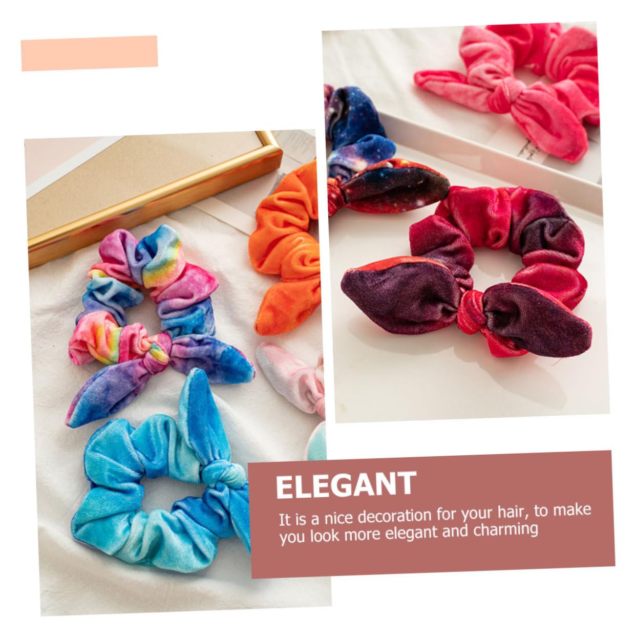 FRCOLOR Stück Haargummis Mit Hasenohren Haarschmuck Haarringe Mehrzweck Haargummis Gemusterte Satin Haarseile Pferdeschwanzhalter Stoff