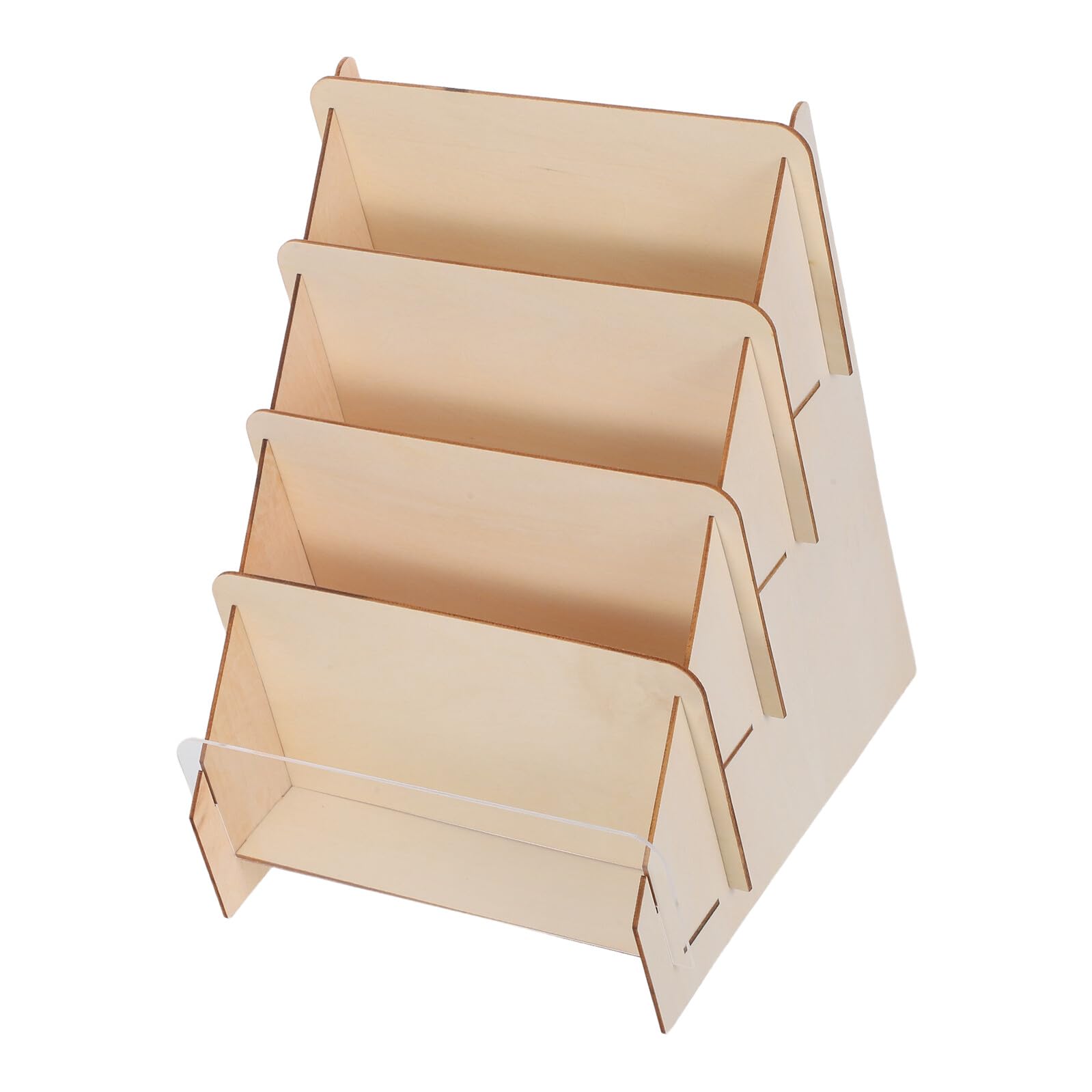 UKCOCO Organizador de Tarjetas de Felicitación de Madera de 4 Niveles Expositor de Sobremesa Compacto y Robusto para Postales Folletos y Fotos Soporte Escalonado para Eventos y