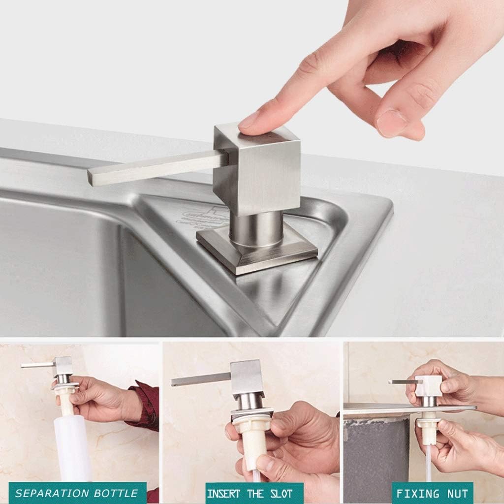 Soap Dispenser for Kitchen Sink Stainless Steel Pump Refillable Container Built in Design soap Pump Soap dispensers，