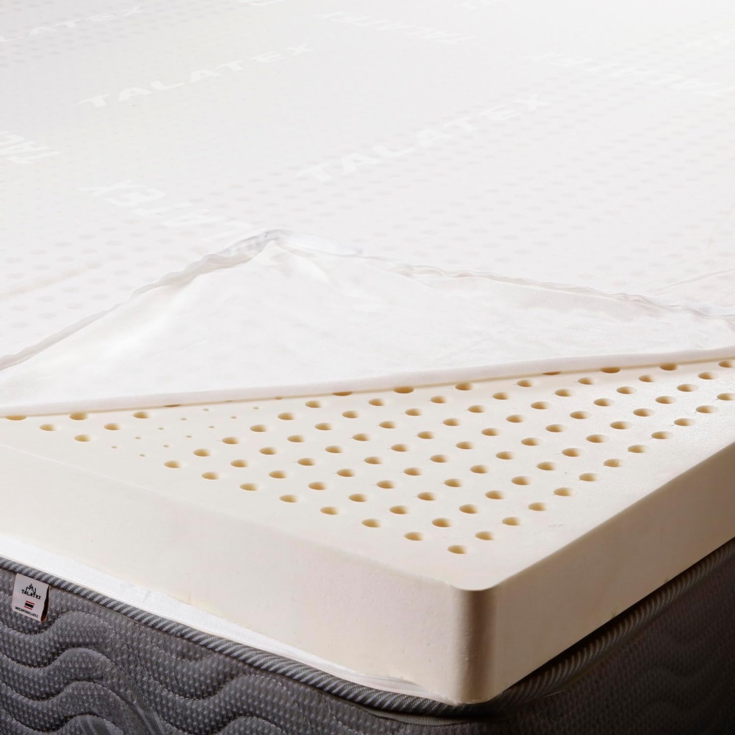 Talatex Natural Dunlop Latex Mattress Topper, Medium Firm Single & Double Bed Topper With Washable Zipped Cover, No Memory Foam Included, Help Relief Shoulder & Back Pain (190x135x5cm)